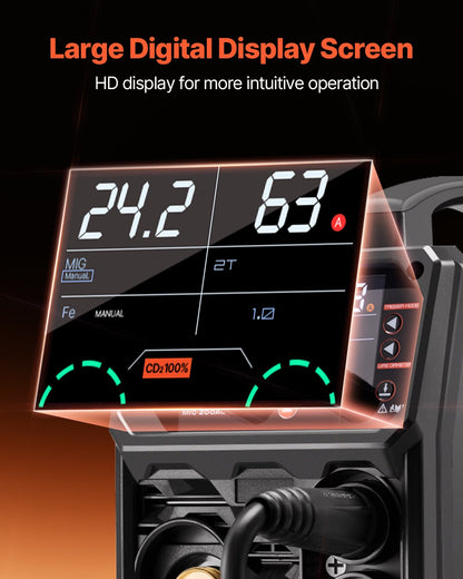 Pro MIG Welder, 200Amp Pluse Mig Welding Machine, 5-in-1 Synergic Welder Machine MIG Pluse/Gas MIG/Flux Core MIG/Stick/Lift TIG with IGBT Inverter Technology and LCD Screen Display