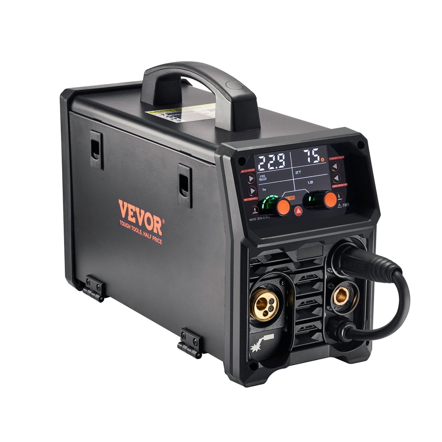 Pro MIG Welder, 200Amp Pluse Mig Welding Machine, 5-in-1 Synergic Welder Machine MIG Pluse/Gas MIG/Flux Core MIG/Stick/Lift TIG with IGBT Inverter Technology and LCD Screen Display
