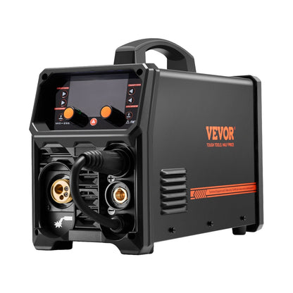 Pro MIG Welder, 250Amp Pluse Mig Welding Machine, 5-in-1 Synergic Welder Machine MIG Pluse/Gas MIG/Flux Core MIG/Stick/Lift TIG with IGBT Inverter Technology and LCD Screen Display