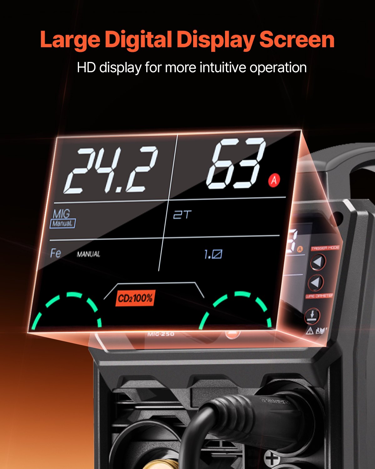 Pro MIG Welder, 250Amp Pluse Mig Welding Machine, 5-in-1 Synergic Welder Machine MIG Pluse/Gas MIG/Flux Core MIG/Stick/Lift TIG with IGBT Inverter Technology and LCD Screen Display