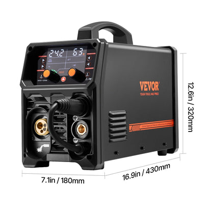 Pro MIG Welder, 250Amp Pluse Mig Welding Machine, 5-in-1 Synergic Welder Machine MIG Pluse/Gas MIG/Flux Core MIG/Stick/Lift TIG with IGBT Inverter Technology and LCD Screen Display