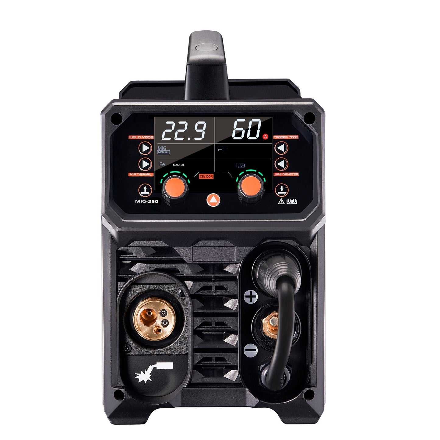 Pro MIG Welder, 250Amp Pluse Mig Welding Machine, 5-in-1 Synergic Welder Machine MIG Pluse/Gas MIG/Flux Core MIG/Stick/Lift TIG with IGBT Inverter Technology and LCD Screen Display