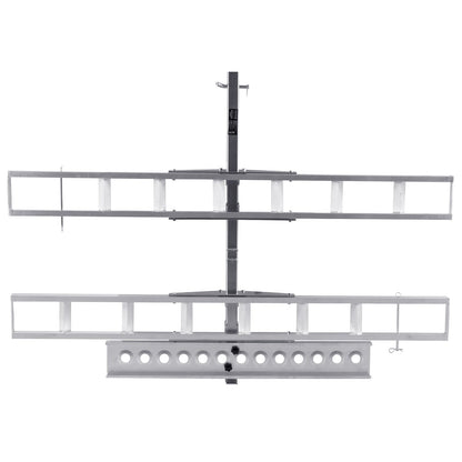 Motorcycle Carrier, 2-Bike 272.15KGS Aluminum Motorcycle Carrier Hitch Mount, Loading Ramp, Scooter Dirt Bike Trailer Hauler, Ratchet Straps and Stabilizer, for Car, Truck with 2" Hitch Receiver.