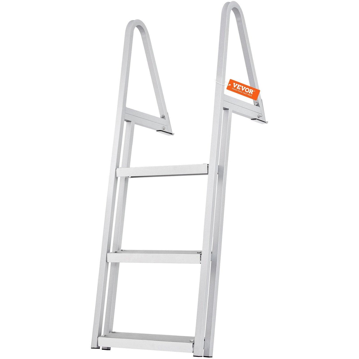 Dock Ladder, Removable 3 Steps, 159 kg Load Capacity, Aluminum Alloy Pontoon Boat Ladder with 101.6 mm Wide Step & Nonslip Rubber Mat, Easy to Install for Ship/Lake/Pool/Marine Boarding.