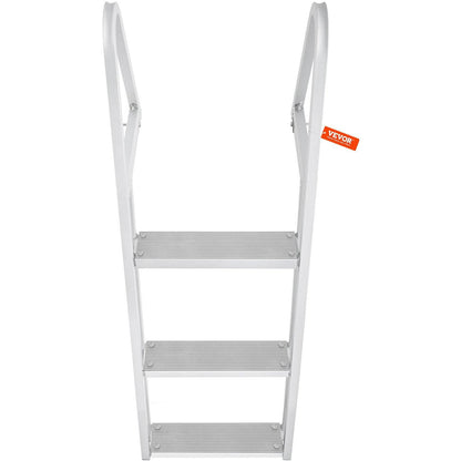 Dock Ladder, Removable 3 Steps, 159 kg Load Capacity, Aluminum Alloy Pontoon Boat Ladder with 101.6 mm Wide Step & Nonslip Rubber Mat, Easy to Install for Ship/Lake/Pool/Marine Boarding.