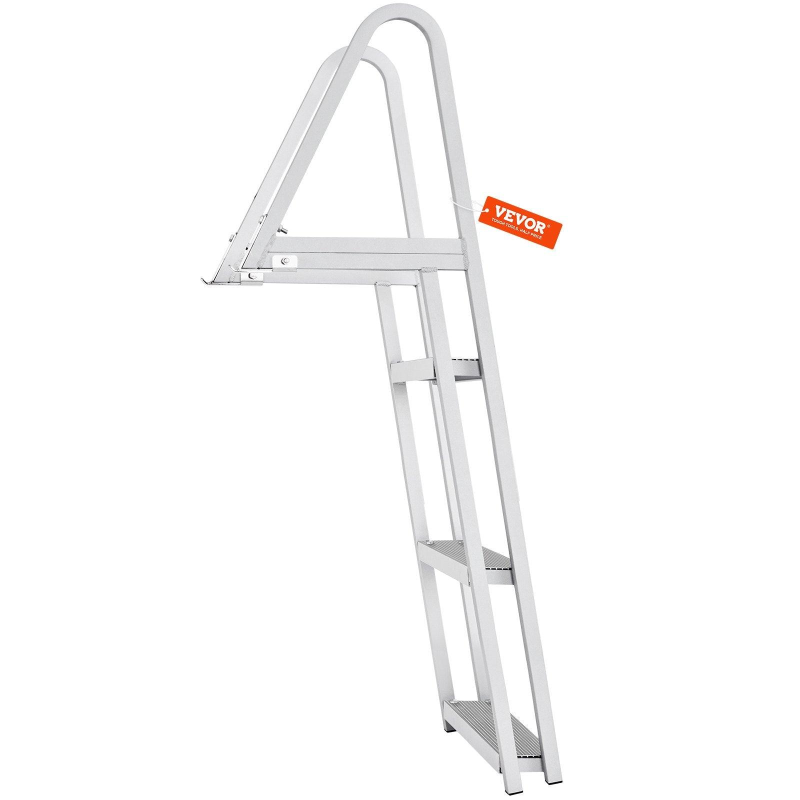 Dock Ladder, Removable 3 Steps, 159 kg Load Capacity, Aluminum Alloy Pontoon Boat Ladder with 101.6 mm Wide Step & Nonslip Rubber Mat, Easy to Install for Ship/Lake/Pool/Marine Boarding.