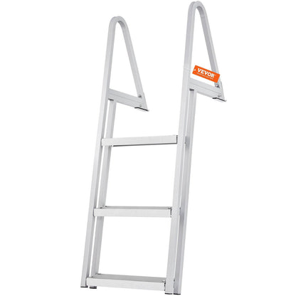 Dock Ladder, Removable 3 Steps, 159 kg Load Capacity, Aluminum Alloy Pontoon Boat Ladder with 101.6 mm Wide Step & Nonslip Rubber Mat, Easy to Install for Ship/Lake/Pool/Marine Boarding.