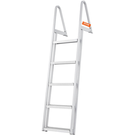 Removable Dock Ladder 5 Steps, 159 kg Load Capacity, Pontoon Boat Ladder with 4'' Wide Step & Nonslip Design for Ship/Lake/Pool/Marine Boarding.