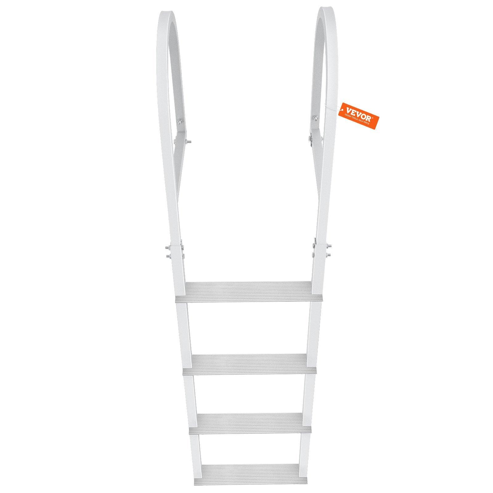 Dock Ladder, Removable 4 Steps, 500 lbs Load Capacity, Aluminum Alloy Pontoon Boat Ladder with 3.1'' Wide Step & Nonslip Rubber Mat, Easy to Install for Ship/Lake/Pool/Marine Boarding.