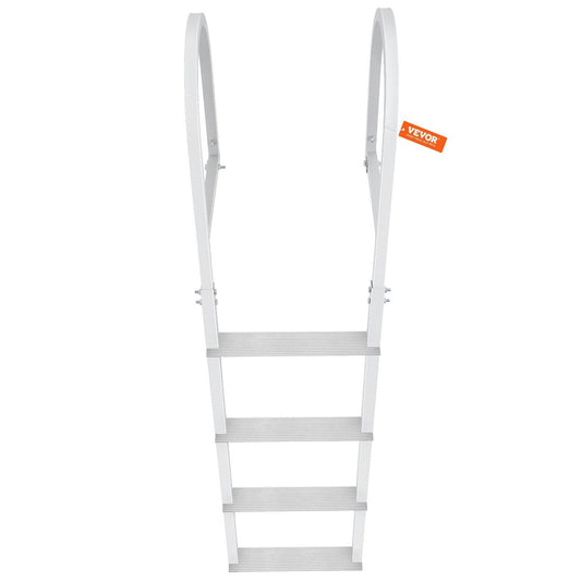 Dock Ladder, Removable 4 Steps, 500 lbs Load Capacity, Aluminum Alloy Pontoon Boat Ladder with 3.1'' Wide Step & Nonslip Rubber Mat, Easy to Install for Ship/Lake/Pool/Marine Boarding.