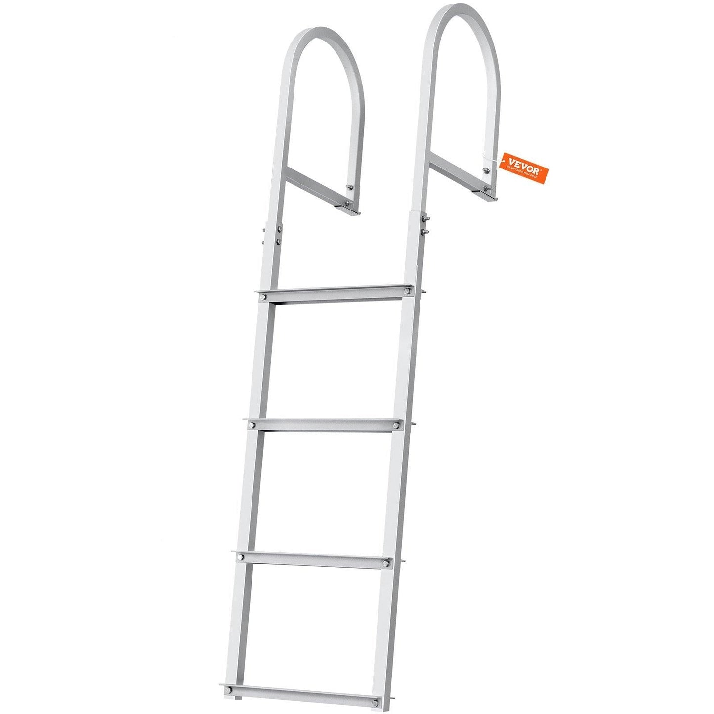 Dock Ladder, Removable 4 Steps, 500 lbs Load Capacity, Aluminum Alloy Pontoon Boat Ladder with 3.1'' Wide Step & Nonslip Rubber Mat, Easy to Install for Ship/Lake/Pool/Marine Boarding.