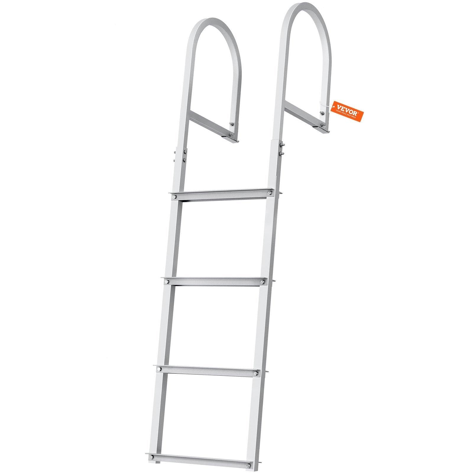Dock Ladder, Removable 4 Steps, 500 lbs Load Capacity, Aluminum Alloy Pontoon Boat Ladder with 3.1'' Wide Step & Nonslip Rubber Mat, Easy to Install for Ship/Lake/Pool/Marine Boarding.