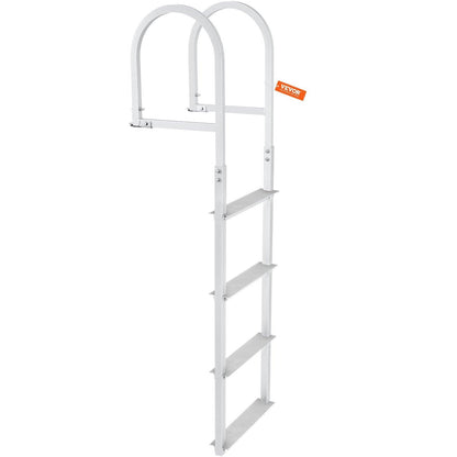 Dock Ladder, Removable 4 Steps, 500 lbs Load Capacity, Aluminum Alloy Pontoon Boat Ladder with 3.1'' Wide Step & Nonslip Rubber Mat, Easy to Install for Ship/Lake/Pool/Marine Boarding.