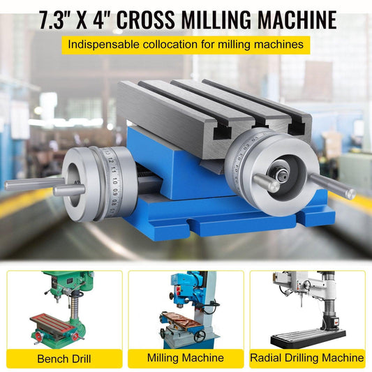 Milling Machine Cross Slide Worktable 4''x7.3'' 2 Axis Compound Precision.