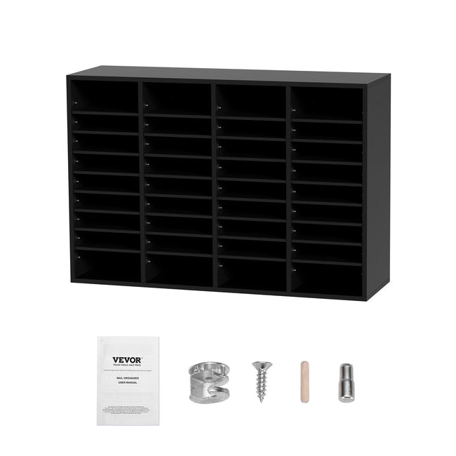 Wood Literature Organizer, 36 Compartments, File Sorter with Removable Shelves, Mailboxes Slot for Office Home Classroom Mailrooms Organization, EPA Certified, Black Hover Image