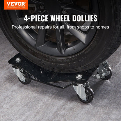 Car Dolly Wheel Tire Dolly 4 PCS Heavy Duty Skate Auto Repair Dolly 6000LB.