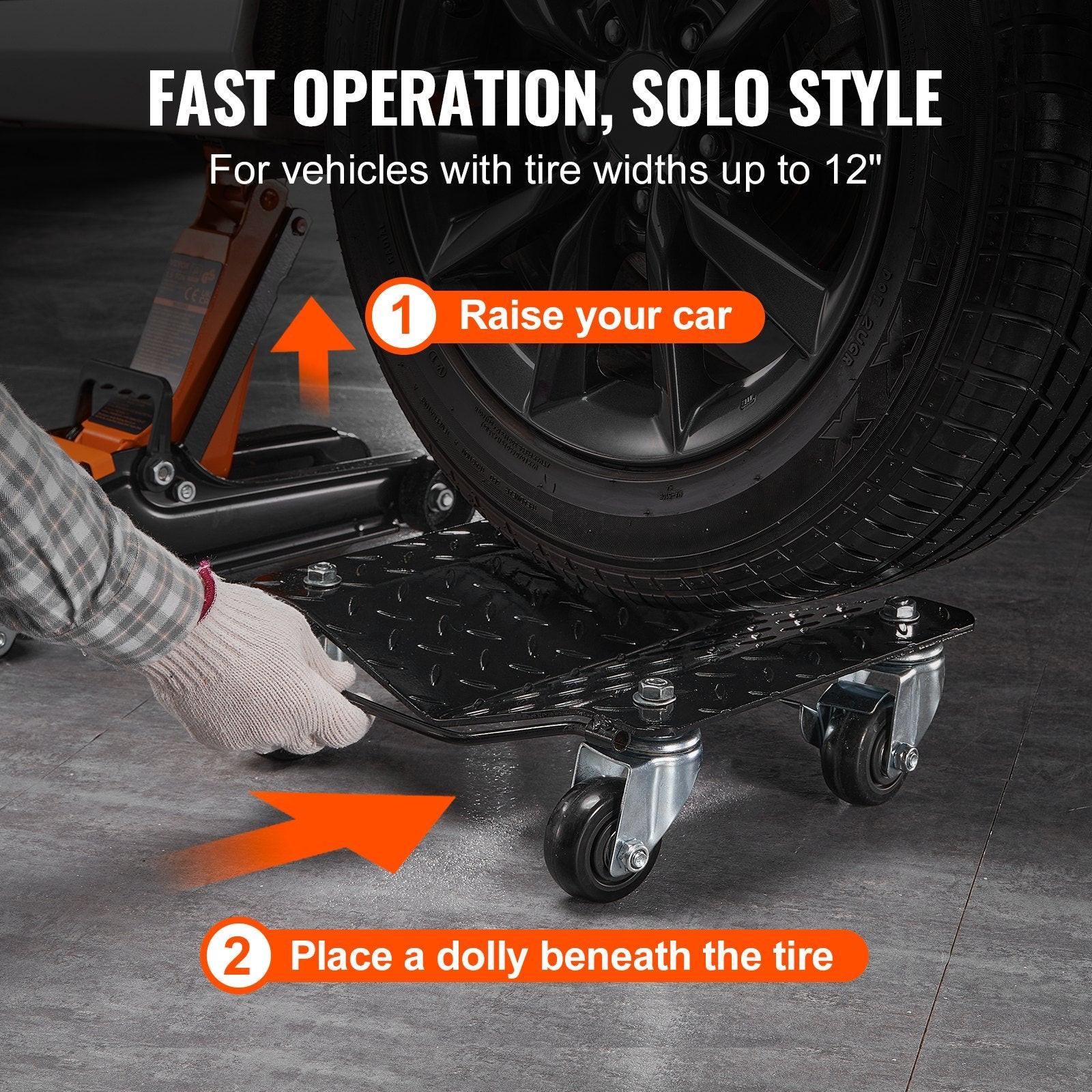 Car Dolly Wheel Tire Dolly 4 PCS Heavy Duty Skate Auto Repair Dolly 6000LB.