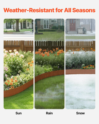 Steel Landscape Edging, 6 Packs 40 x 6 in Weather-Resistant & Pre-Rust Metal Landscape Edging, Bendable Garden Edging Border, Heavy Duty Lawn Edging, Flower Bed Yard Pathway Divider