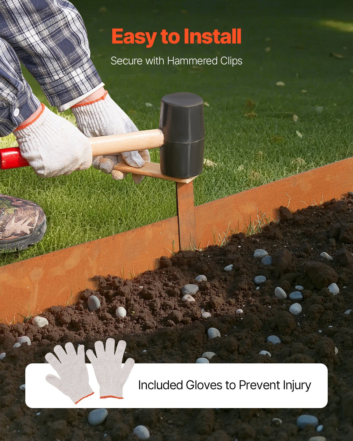 Steel Landscape Edging, 6 Packs 40 x 6 in Weather-Resistant & Pre-Rust Metal Landscape Edging, Bendable Garden Edging Border, Heavy Duty Lawn Edging, Flower Bed Yard Pathway Divider