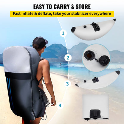 Kayak Outrigger Stabilizer Inflatable Outrigger Float 2PCS PVC w/ Arms Rod