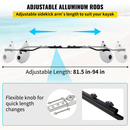 Kayak Outrigger Stabilizer Inflatable Outrigger Float 2PCS PVC w/ Arms Rod