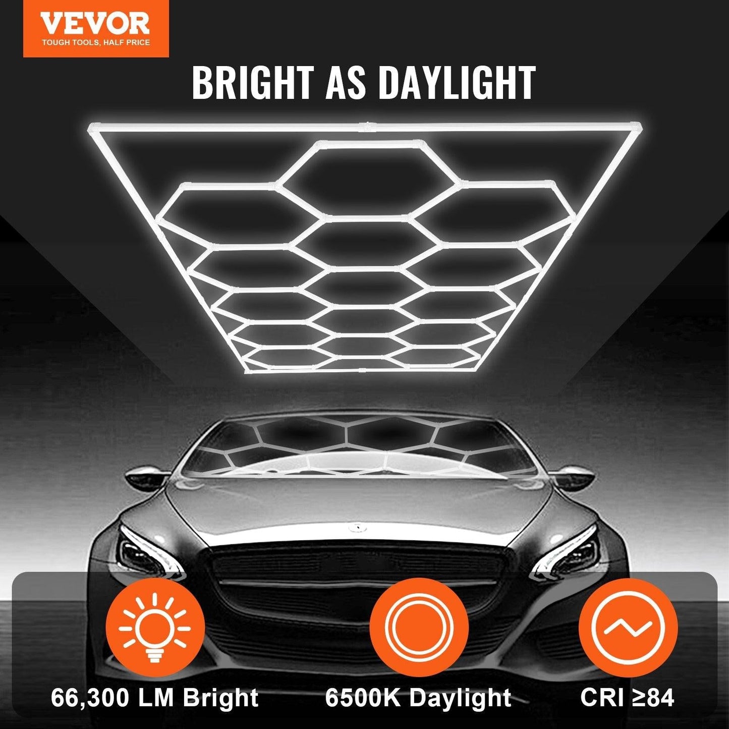 Hexagon Garage Lights 66300LM 15 Grids Honeycomb LED Shop Ceiling Light.