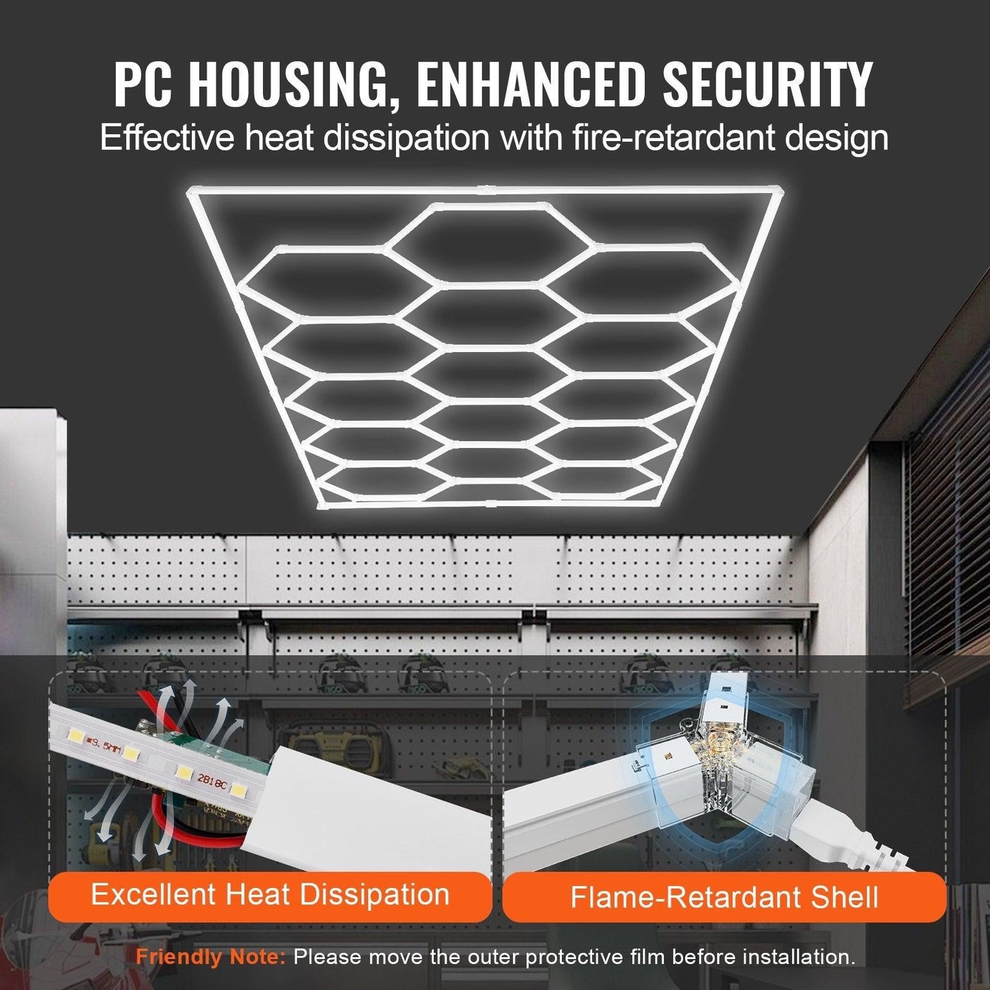 Hexagon Garage Lights 66300LM 15 Grids Honeycomb LED Shop Ceiling Light.