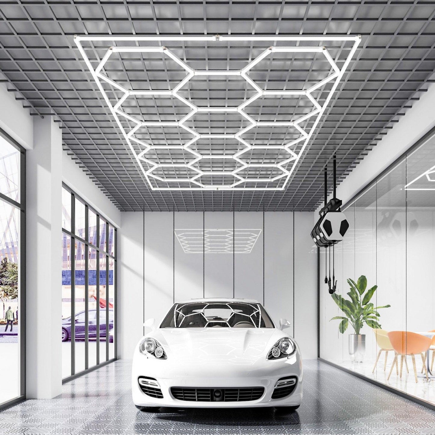 Hexagon Garage Lights 66300LM 15 Grids Honeycomb LED Shop Ceiling Light.