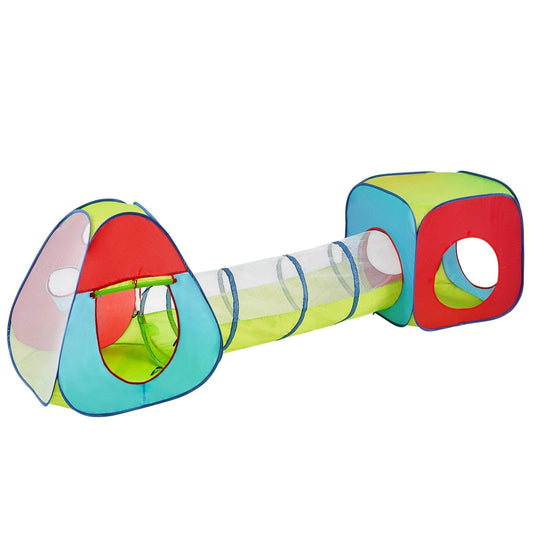 3 in 1 Kids Play Tent with Tunnel for Boys, Girls, Babies and Toddlers, Indoor/Outdoor Pop Up Playhouse with Carrying Bag & Banding Straps as Birthday Gifts, Red/Yellow/Blue Multicolor.