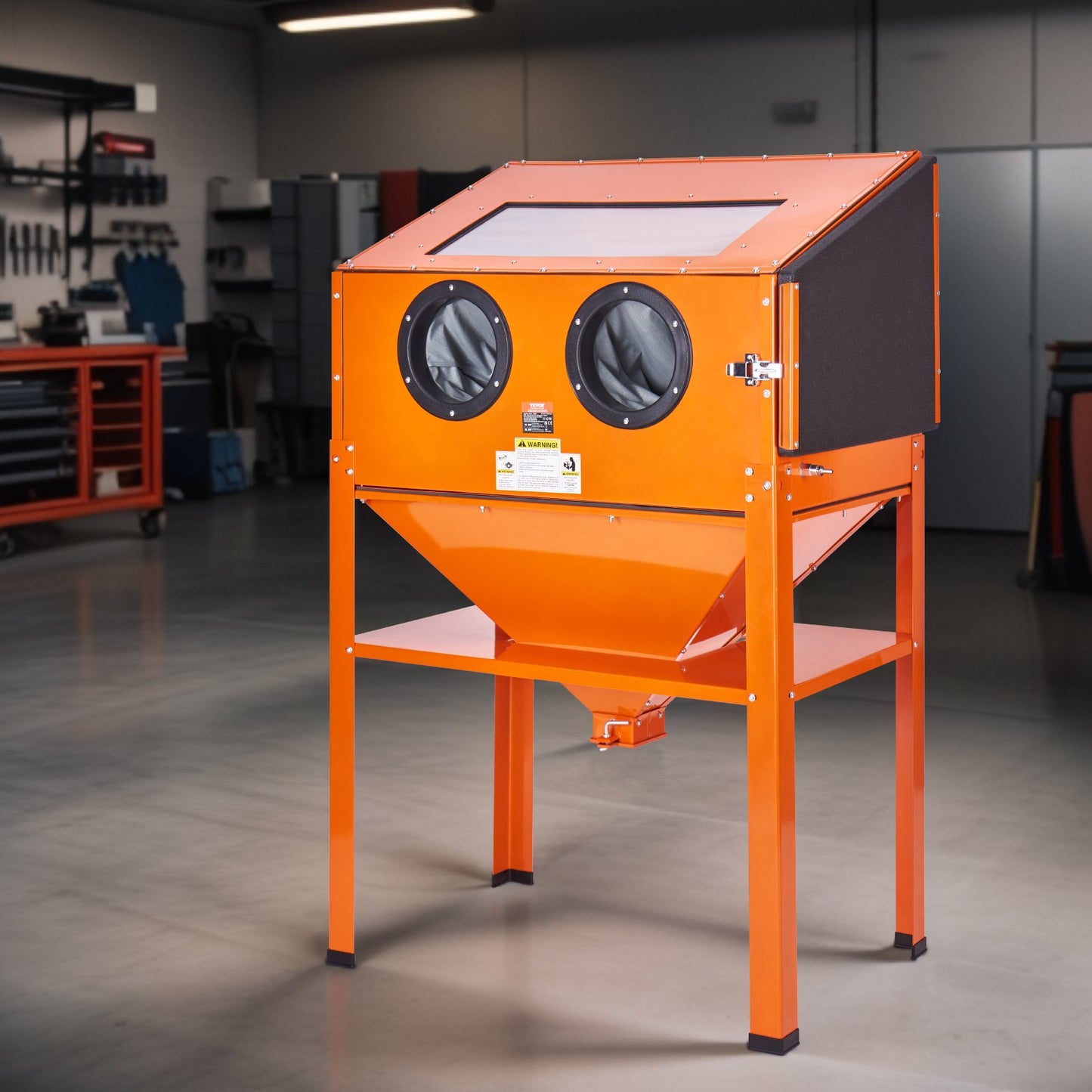 60 Gallon Sand Blasting Cabinet with Stand with Blasting Gun & 4 Nozzles