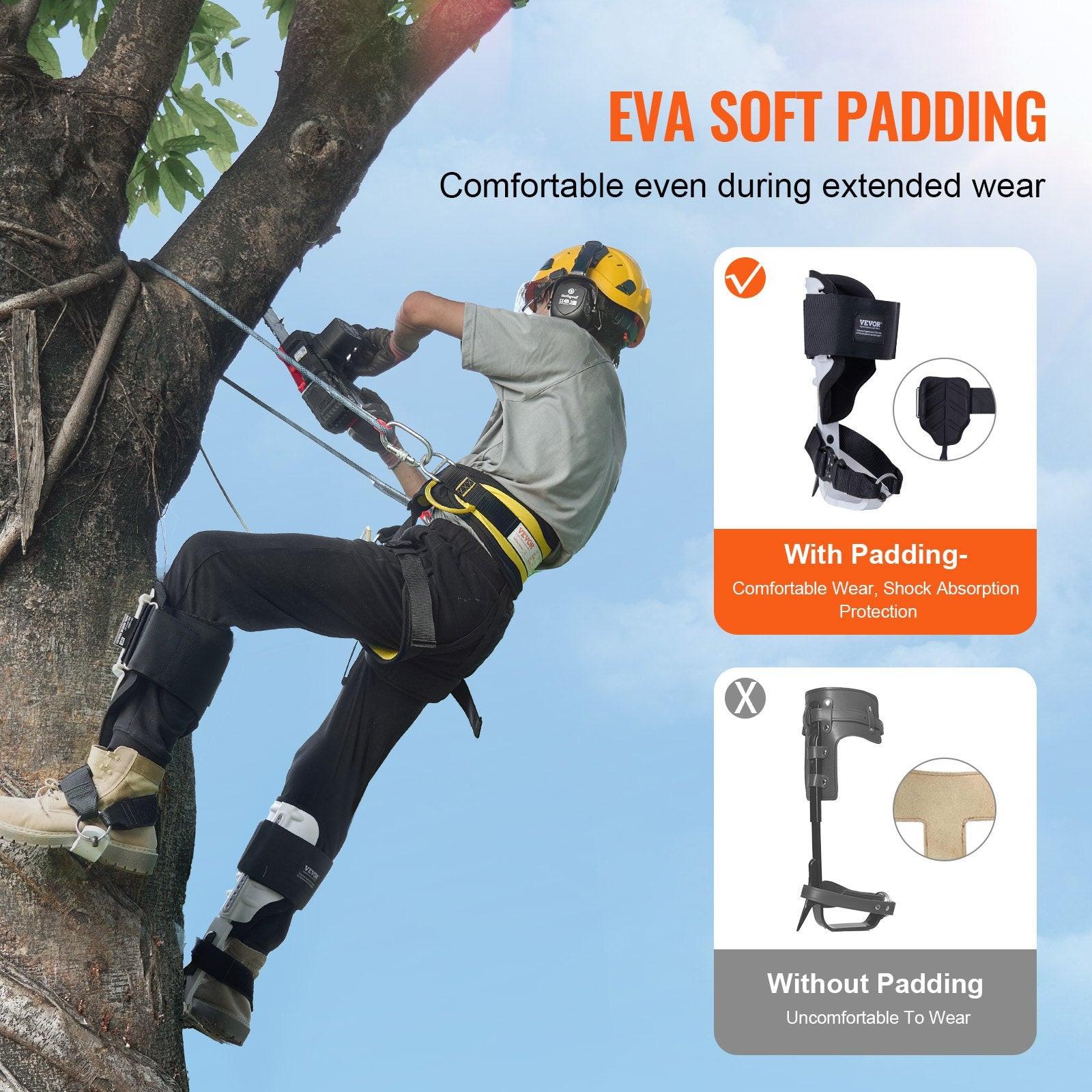 Tree Climbing Spikes, 1 Pair Aluminum Climbing Spurs, 350lbs Load Capacity Tree Climbing Gear with Straps and Spike Protectors, Arborist Equipment for Climbers, Hunting, Fruit Picking, White.