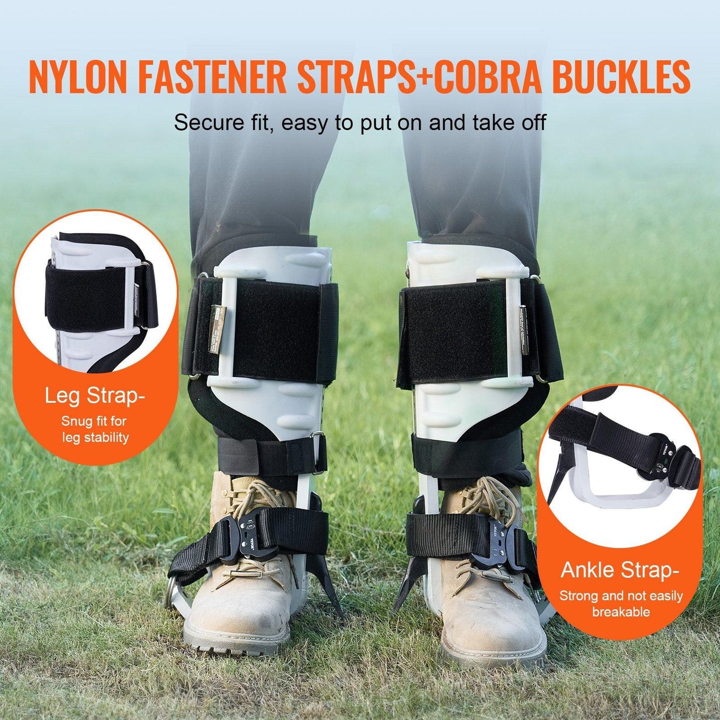 Tree Climbing Spikes, 1 Pair Aluminum Climbing Spurs, 350lbs Load Capacity Tree Climbing Gear with Straps and Spike Protectors, Arborist Equipment for Climbers, Hunting, Fruit Picking, White.