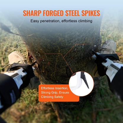 Tree Climbing Spikes, 1 Pair Aluminum Climbing Spurs, 350lbs Load Capacity Tree Climbing Gear with Straps and Spike Protectors, Arborist Equipment for Climbers, Hunting, Fruit Picking, White.