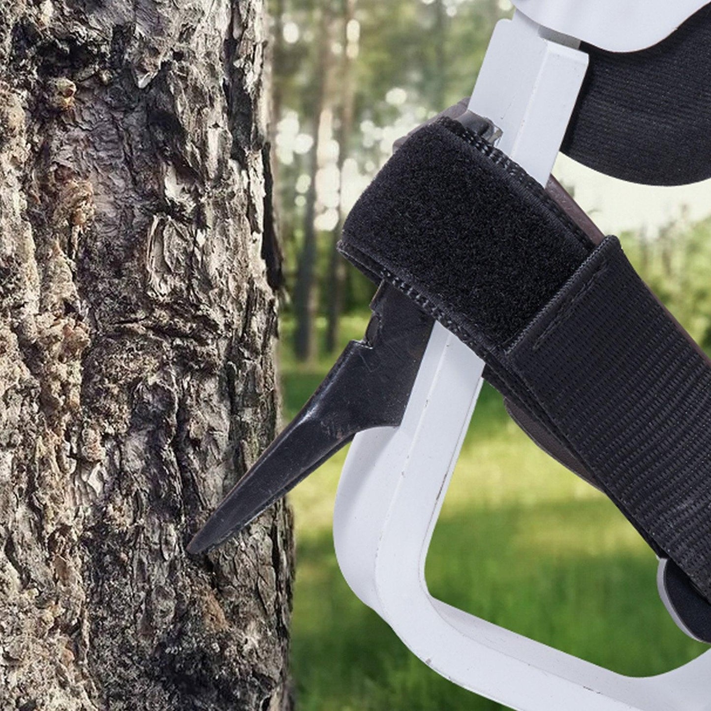 Tree Climbing Spikes, 1 Pair Aluminum Climbing Spurs, 350lbs Load Capacity Tree Climbing Gear with Straps and Spike Protectors, Arborist Equipment for Climbers, Hunting, Fruit Picking, White.