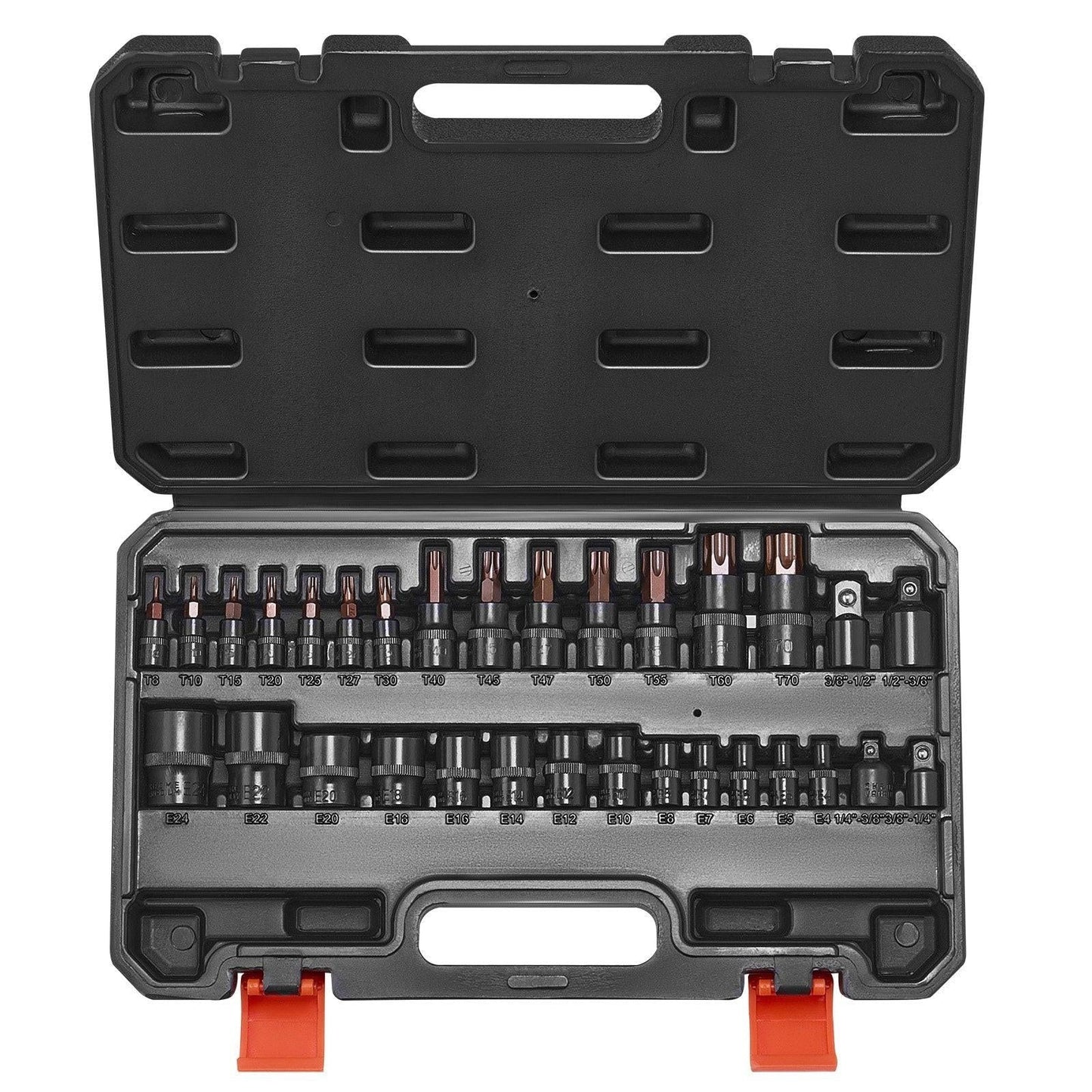 Torx Bit Socket and External Torx Socket Set 31-Piece T8-T70 and E4-E24 Steel.
