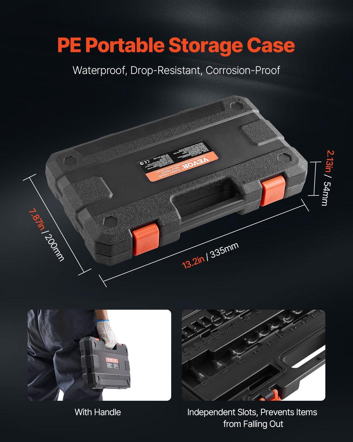 Torx Bit Socket and External Torx Socket Set 31-Piece T8-T70 and E4-E24 Steel.