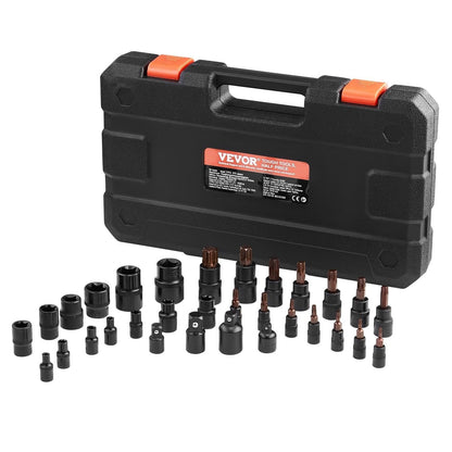 Torx Bit Socket and External Torx Socket Set 31-Piece T8-T70 and E4-E24 Steel.