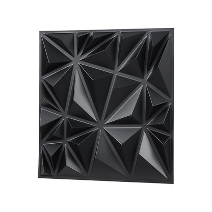 3D Wall Panels, 33-Pack 30 x 30 cm PVC Modern Art Minimalist Diamond Tiles, 2.97 m² Coverage Accent Wall Panel, Interior Home Decor for Ceiling, Bedroom, Living Room, Gaming Room, Matte Black