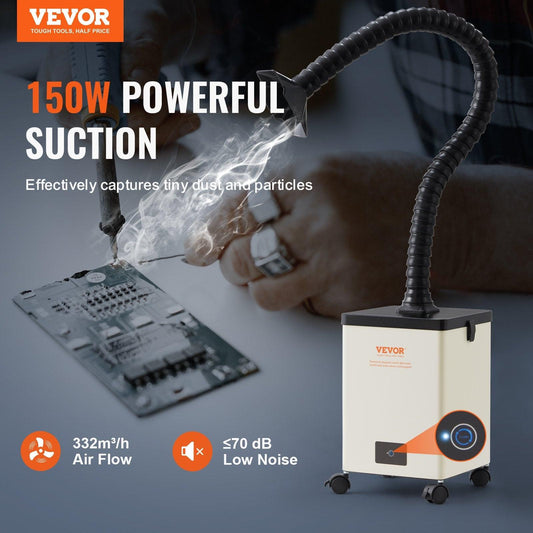 Solder Fume Extractor, 150W Soldering Smoke Extractor with 3-Stage Filters, 332 mÂ³/h Strong Suction Smoke Absorber and Purifier for Soldering, Engraving, DIY Welding, Salon.