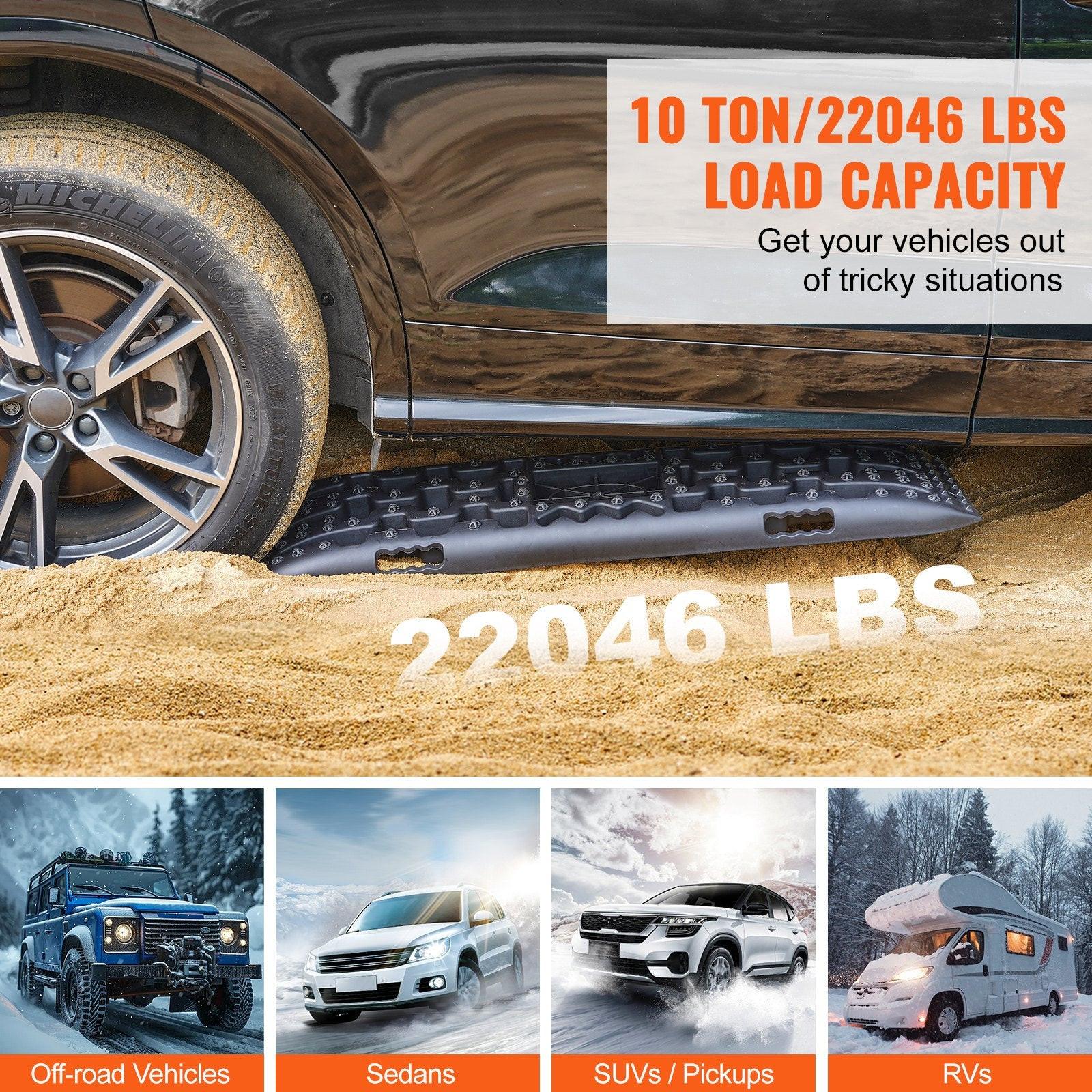 2PCS Traction Boards with PP for Mud Snow Sand Storage Bag Long Black.