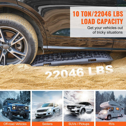 2PCS Traction Boards with PP for Mud Snow Sand Storage Bag Long Black.