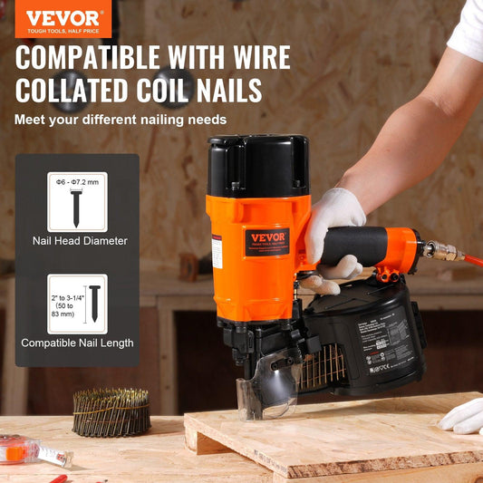 CN83N Coil Siding Nailer 50mm to 83mm 15 Degree Pneumatic Nail Gun.