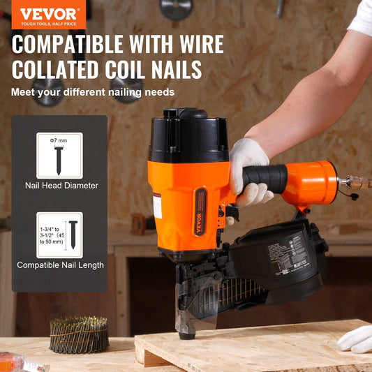 MCN90 Coil Framing Nailer 45mm to 90mm 15 Degree Pneumatic Nail Gun.