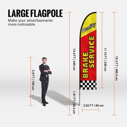 Auto Repair Advertising Feather Flag Kit Swooper Flags and Poles 16.3 FT