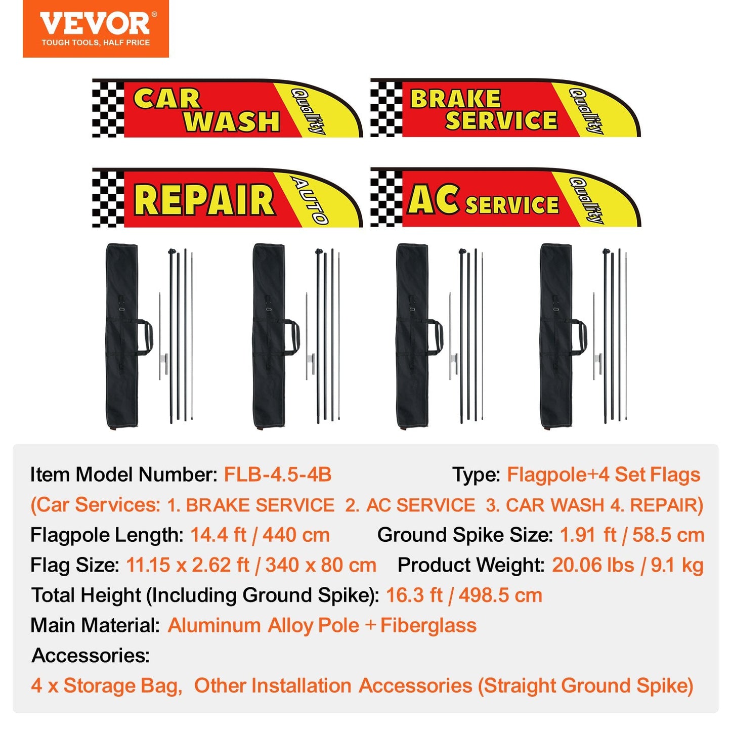 Auto Repair Advertising Feather Flag Kit Swooper Flags and Poles 16.3 FT