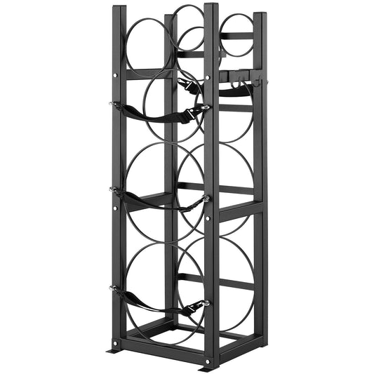 Refrigerant Tank Rack, with 2 x 30lbs and Other 3 Small Bottle Tanks, Cylinder Tank Rack 12.79x12.99x47.12 in, Refrigerant Cylinder Rack and Holders for Freon, Gases, Oxygen, Nitrogen.