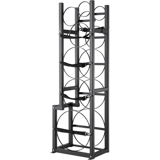 Refrigerant Tank Rack, with 1 x 50lb, 2 x 30lb and Other 3 Small Bottle Tanks, Cylinder Tank Rack 15.55x12.99x49.8 in, Refrigerant Cylinder Rack and Holders for Freon, Gases, Oxygen, Nitrogen.