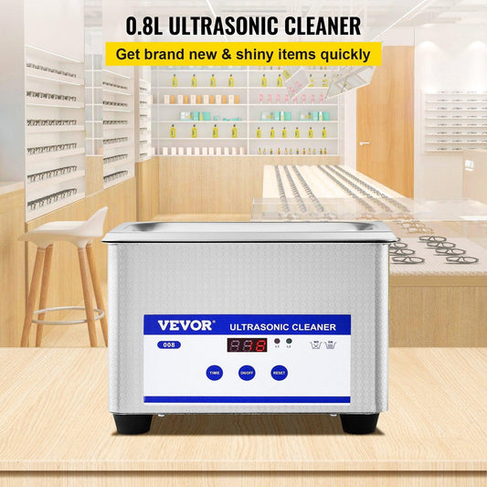 0.8L Professional Ultrasonic Cleaner 304 Stainless Steel Digital Lab Ultrasonic Cleaner with Timer for Jewelry Watch Glasses Circuit Board Dentures Small Parts Dental Instrument (0.8L).