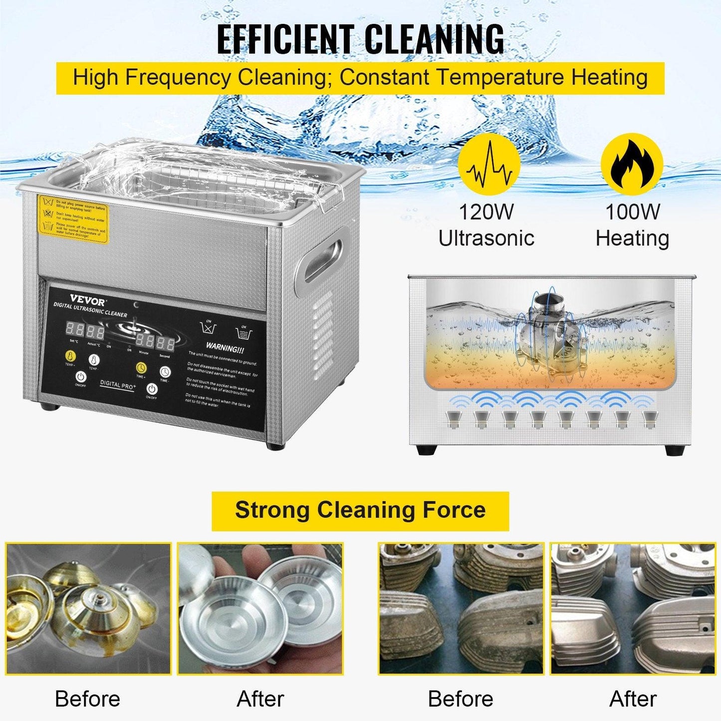 Digital Ultrasonic Cleaner 3L Ultrasonic Cleaning Machine 220V 50kHz Sonic Cleaner Machine 304 Stainless Steel Ultrasonic Cleaner Machine with Heater and Timer for Cleaning Jewelry Glasses Watch.