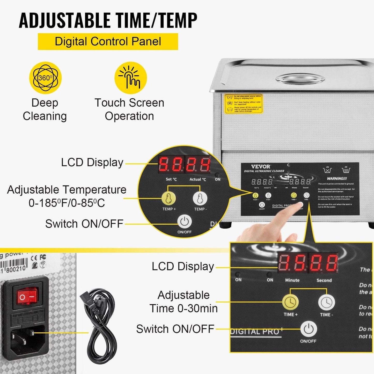 Digital Ultrasonic Cleaner 3L Ultrasonic Cleaning Machine 220V 50kHz Sonic Cleaner Machine 304 Stainless Steel Ultrasonic Cleaner Machine with Heater and Timer for Cleaning Jewelry Glasses Watch.